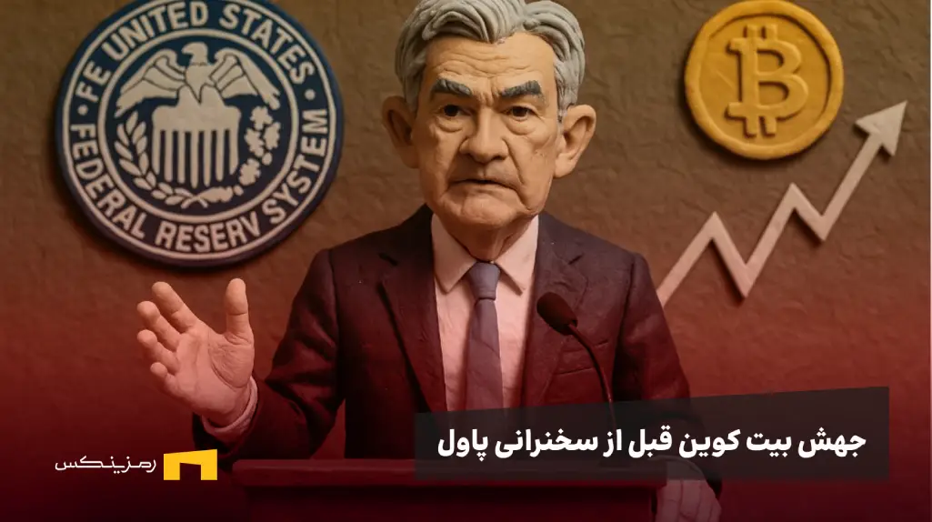 تصویر استاپ موشنی پاول و چارت و لوگوی بیت کوین