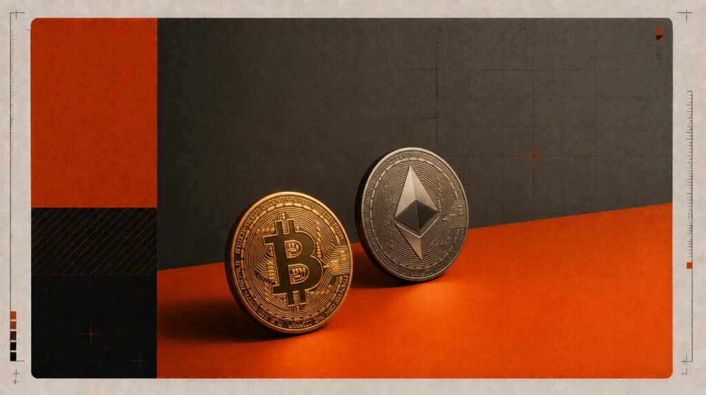بیت کوین و اتریوم روی میز